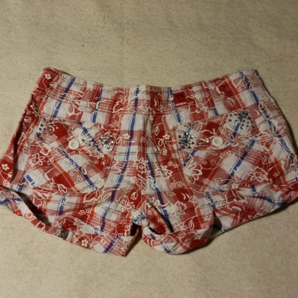 Bongo Red White & Blue Rhinestone Shorts Sz 7 - Picture 2 of 7